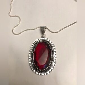 Garnet Stamped 925 Sterling Silver Necklace